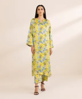 2 Piece - Printed Silk Suit