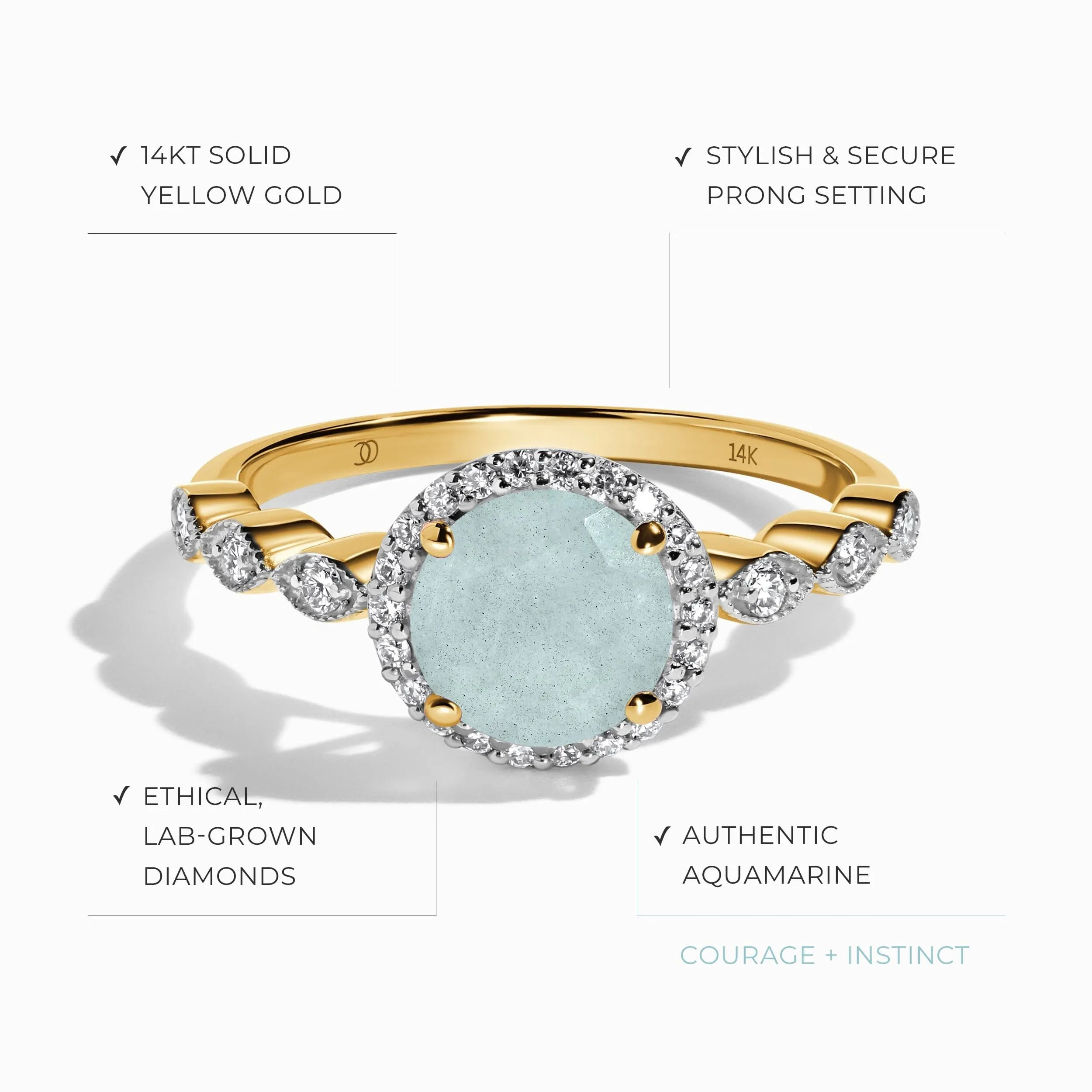 Aquamarine Lab Diamond Ring - Soulmate