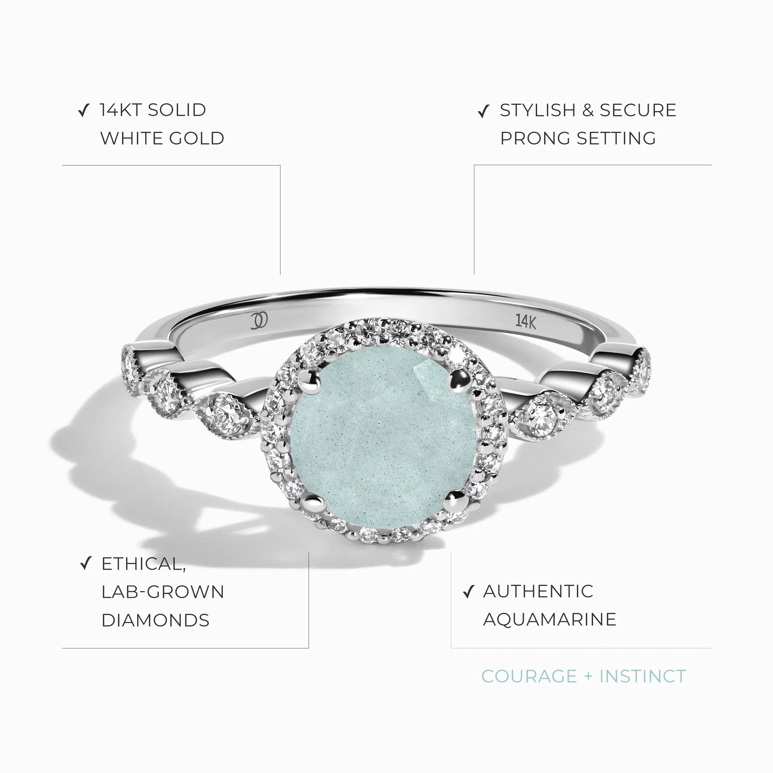 Aquamarine Lab Diamond Ring - Soulmate