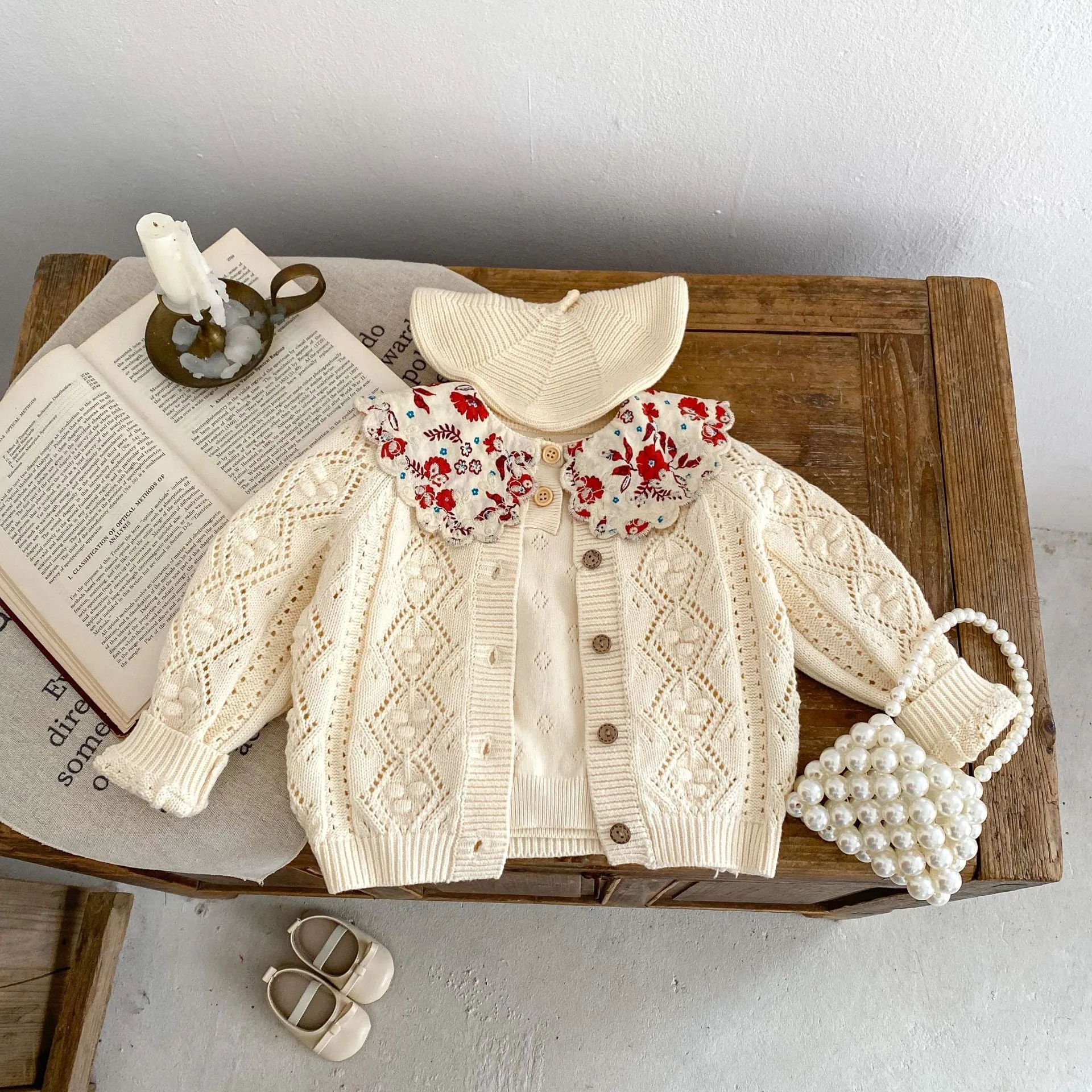 Baby Kid Girls Solid Color Embroidered Cardigan Wholesale 24011153