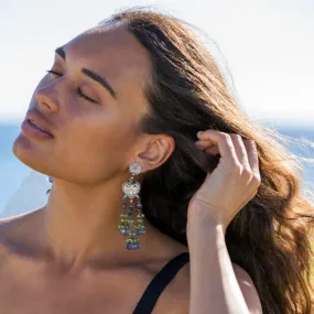 Beaded Tribal Earrings with Peridot & Iolite