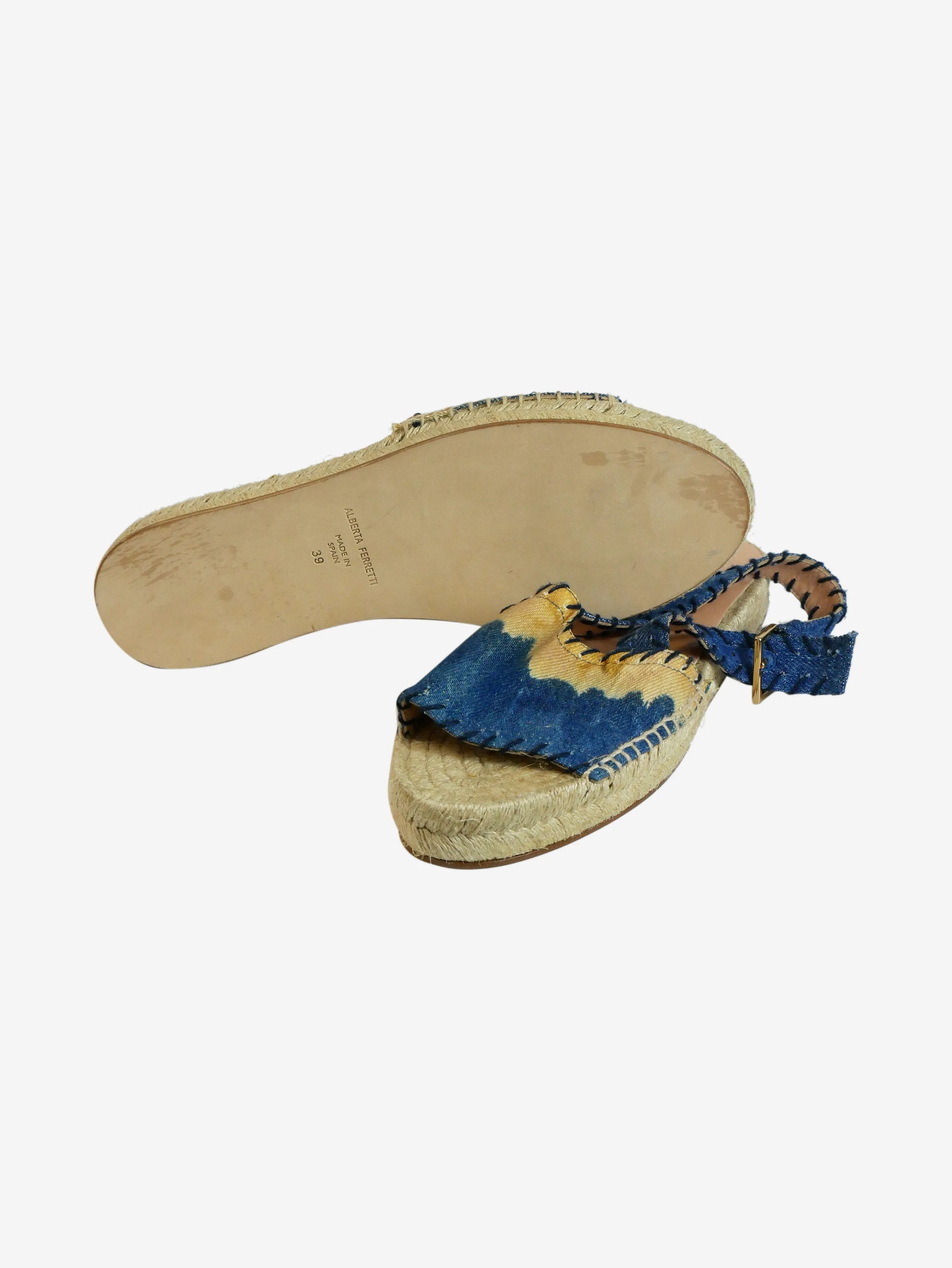 Blue espadrille-style sandals - size EU 39