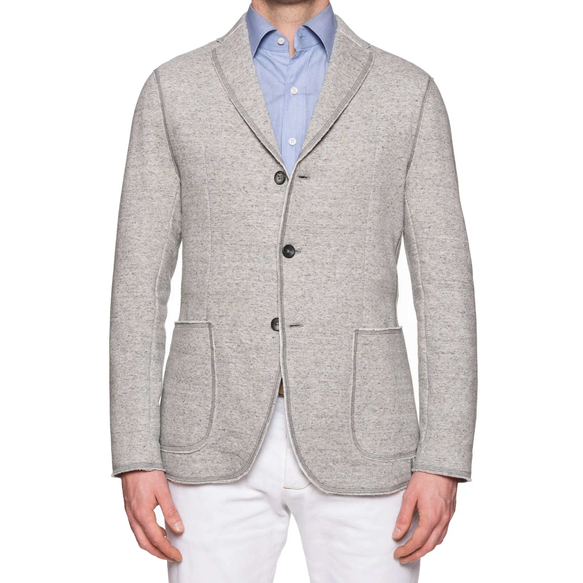 BOGLIOLI Milano "E-Line" Heather Gray Cotton-Linen Unlined Jacket EU M NEW US 38