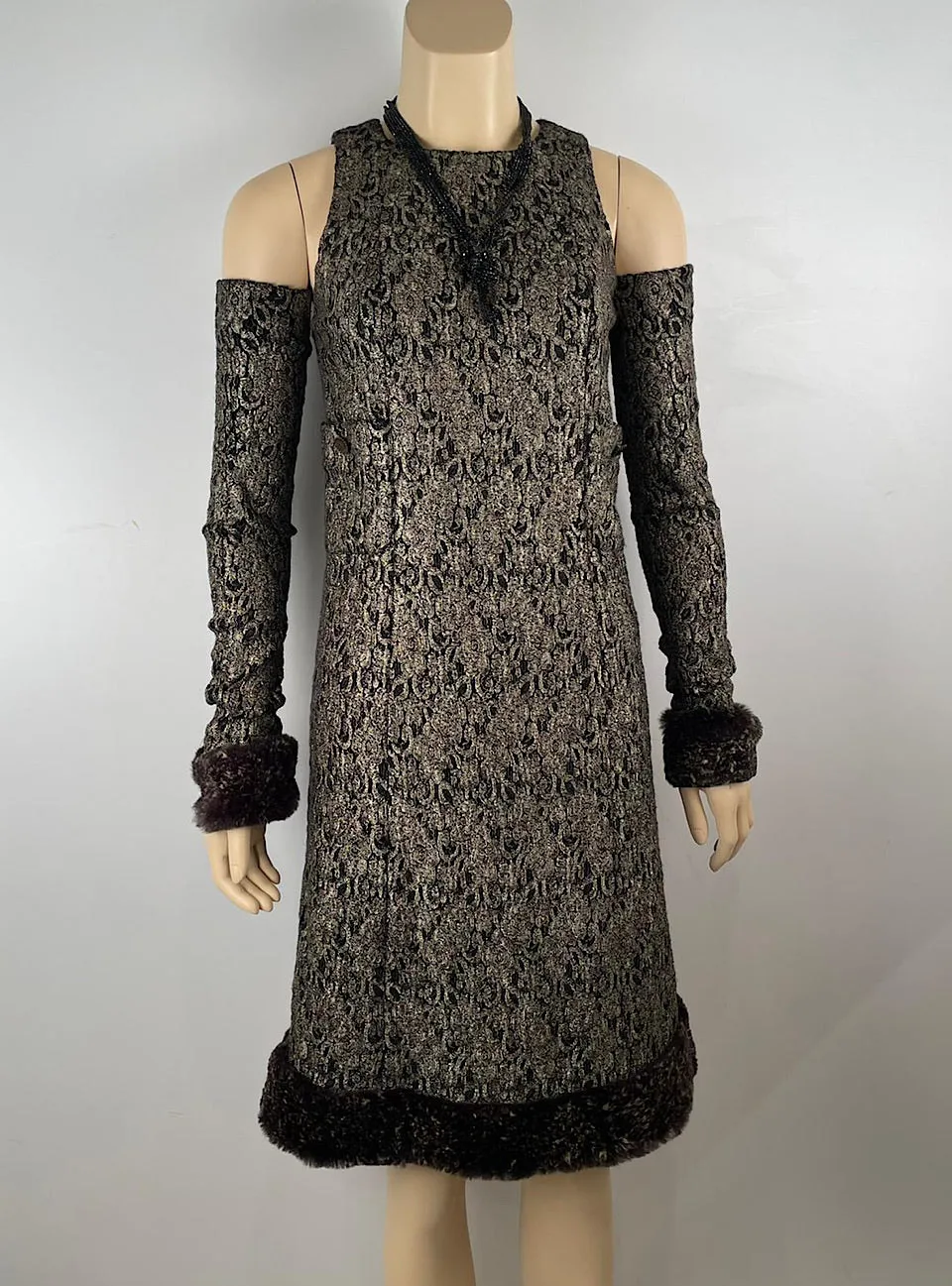 Chanel 05A 2005 Fall Removable sleeves/gloves Dress FR 38 US 4