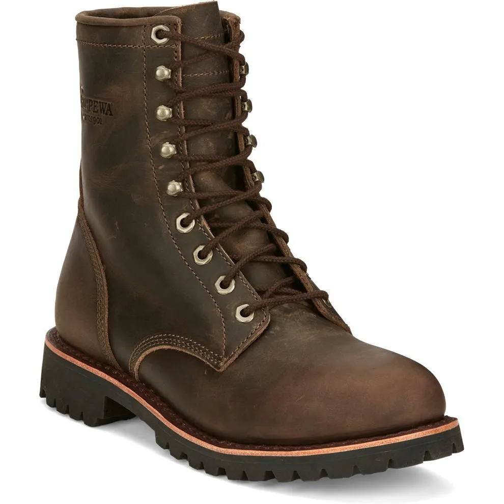 Chippewa Men's Classic 2.0 8" Soft Toe Lace Up Work Boot -Brown- NC2085