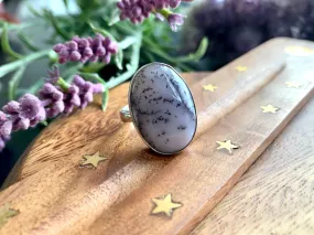 Dendritic Agate Adjustable Ring - Oval A