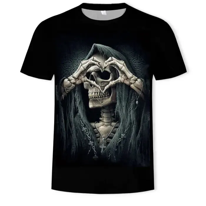 Digital Skull Print Tee: Make a Statement!