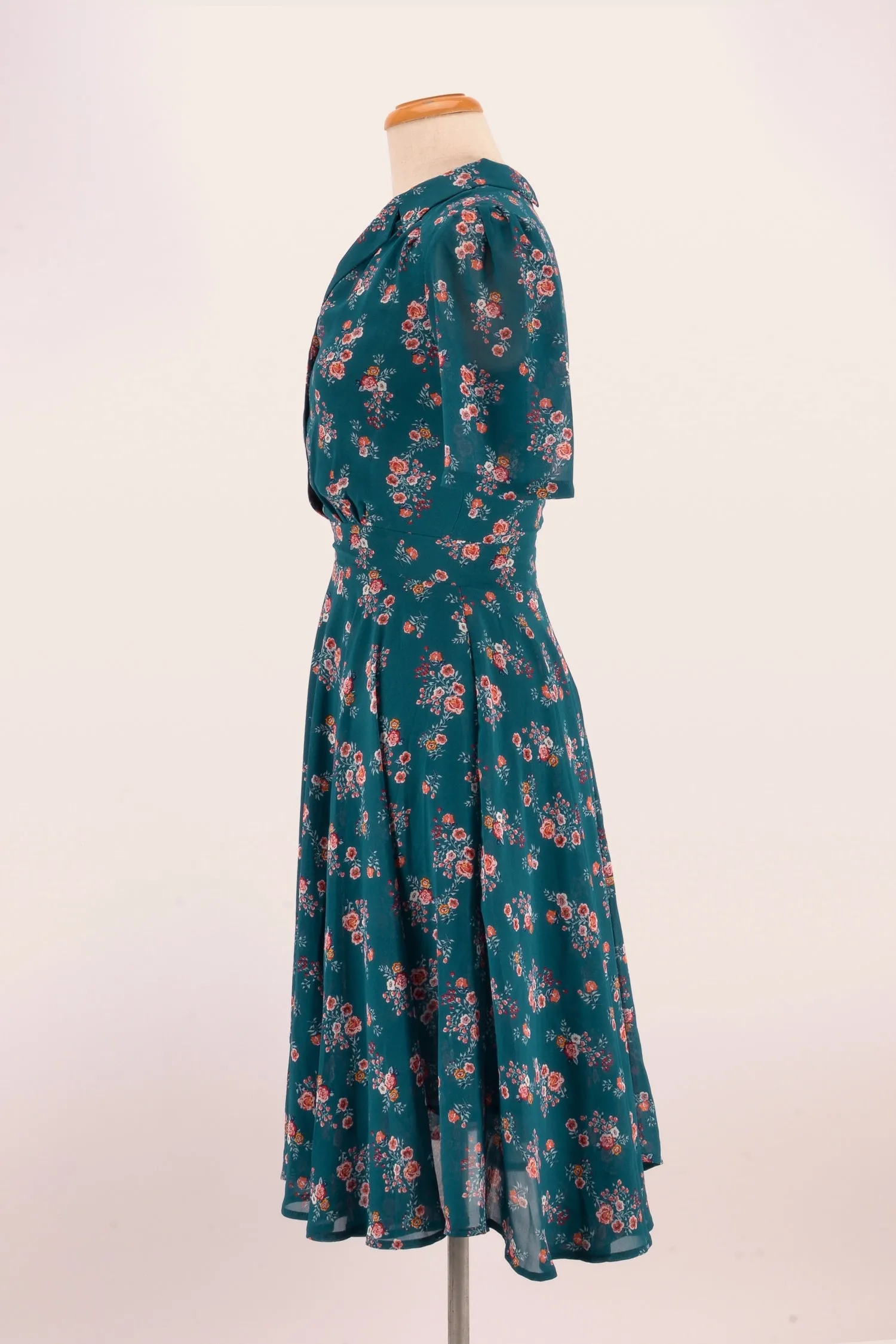 Farah Teal Floral Shirt Dress