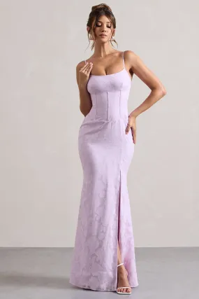 Intimacy | Lilac Lace Corset Split Maxi Dress