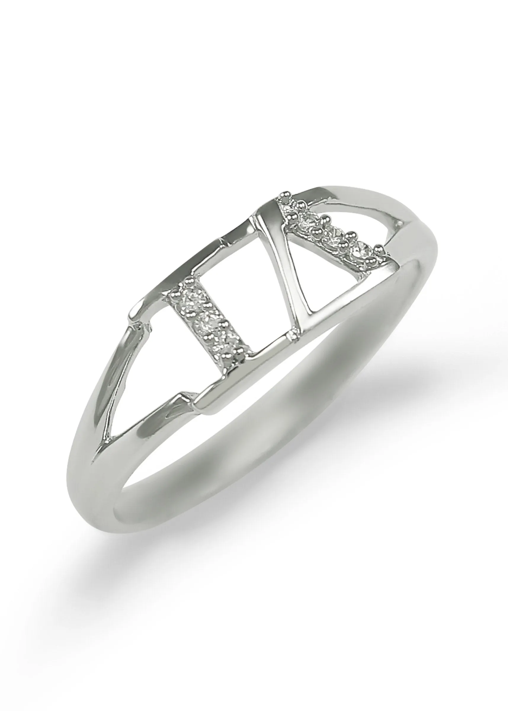 Iota Delta Sterling Silver Ring with CZs