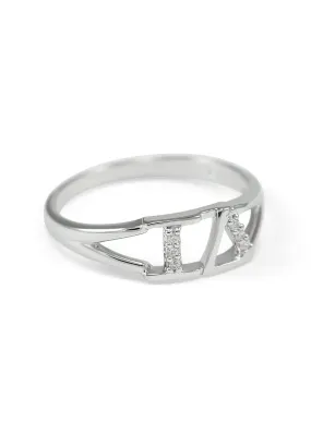 Iota Delta Sterling Silver Ring with CZs