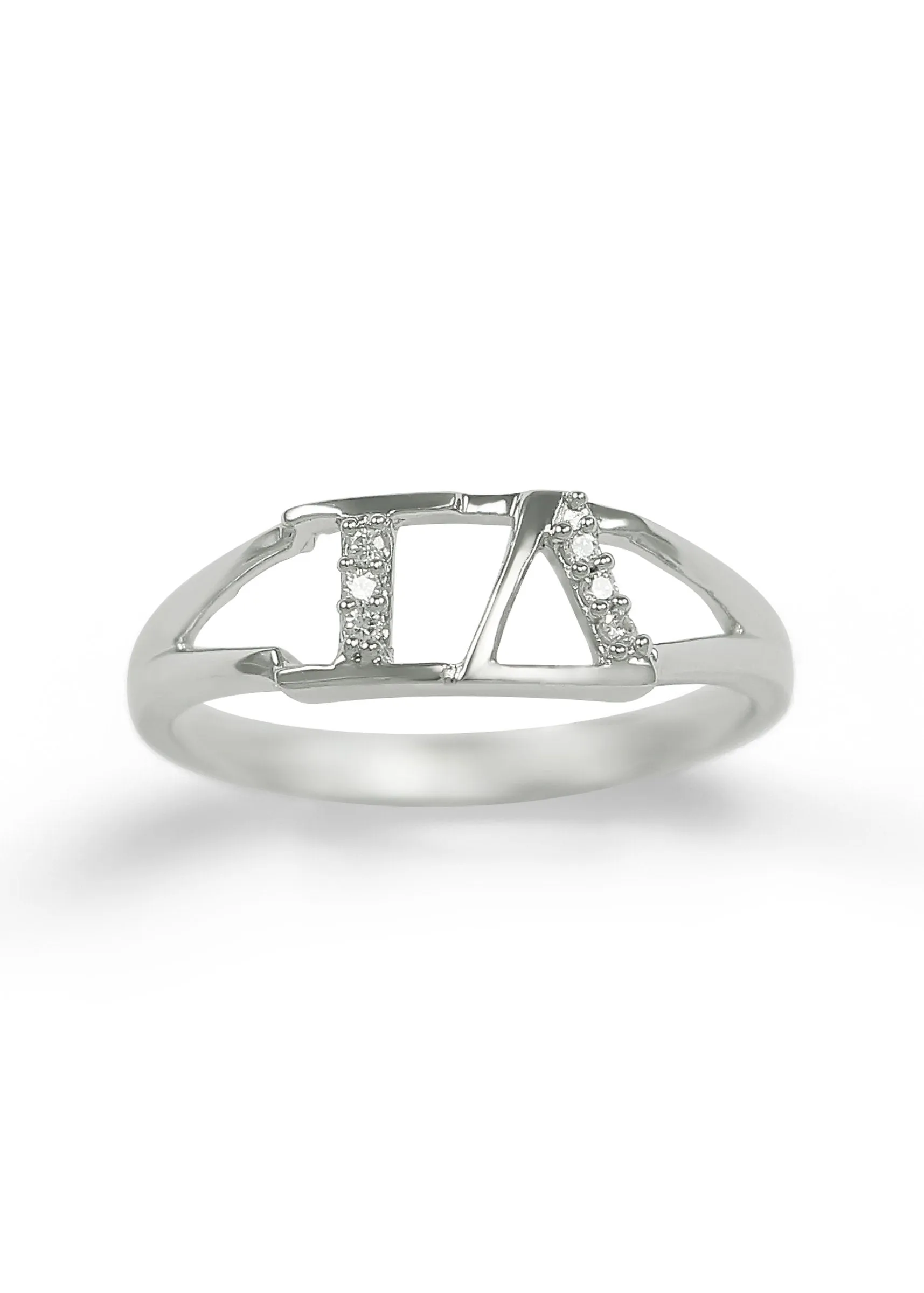 Iota Delta Sterling Silver Ring with CZs