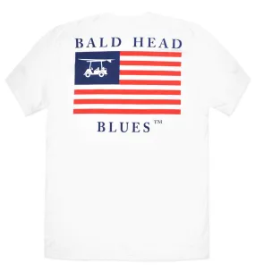 Island Tee - Short Sleeve USA Flag - White