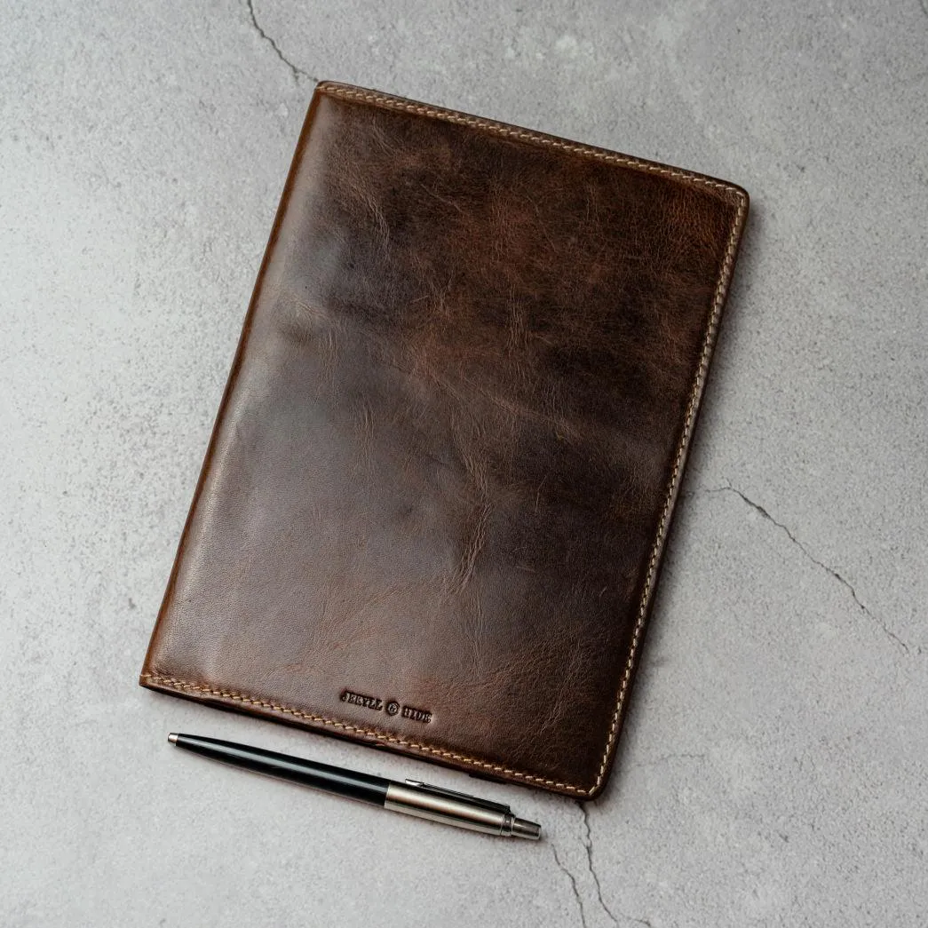 Leather A5 Notebook Cover, Coffee