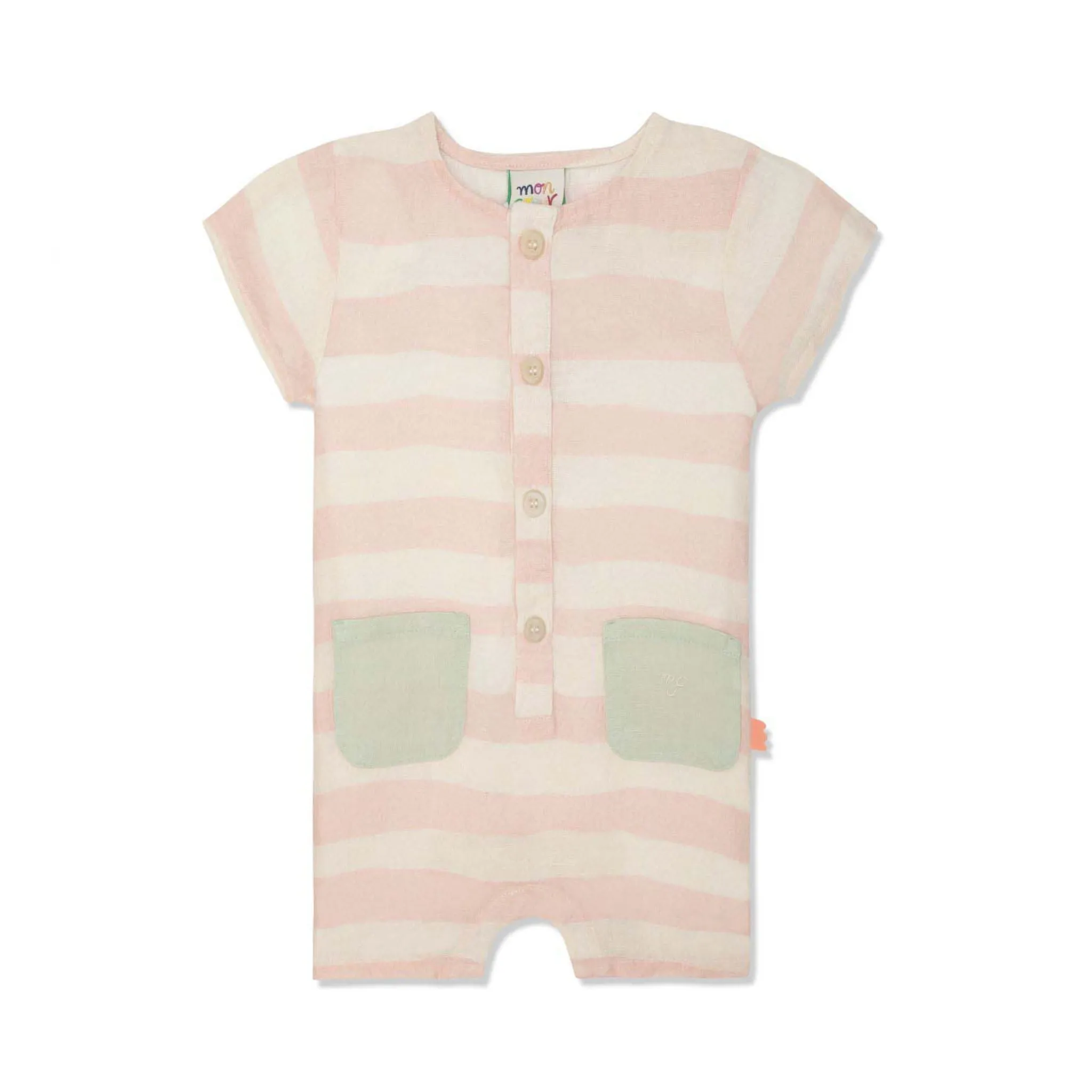 Linen Lion Baby Romper