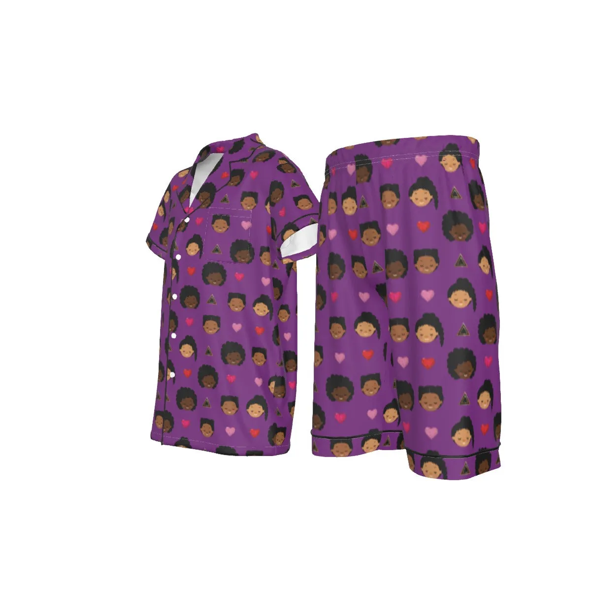 Love Me (Violet) Youth Satin Short Pajamas