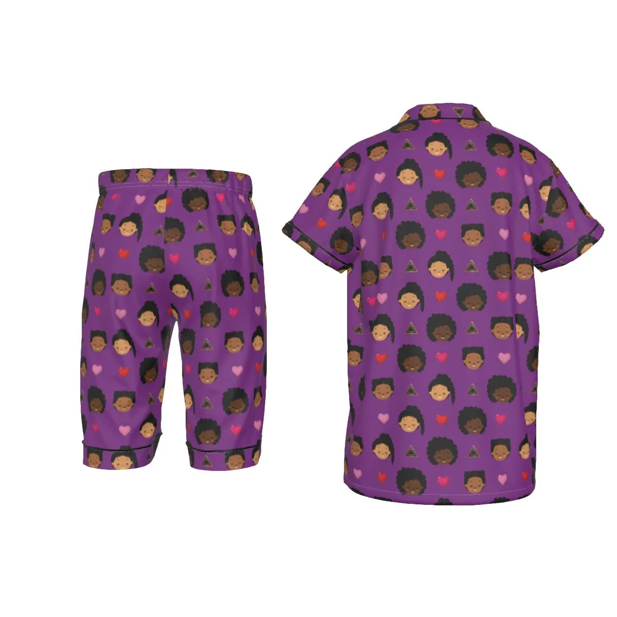 Love Me (Violet) Youth Satin Short Pajamas