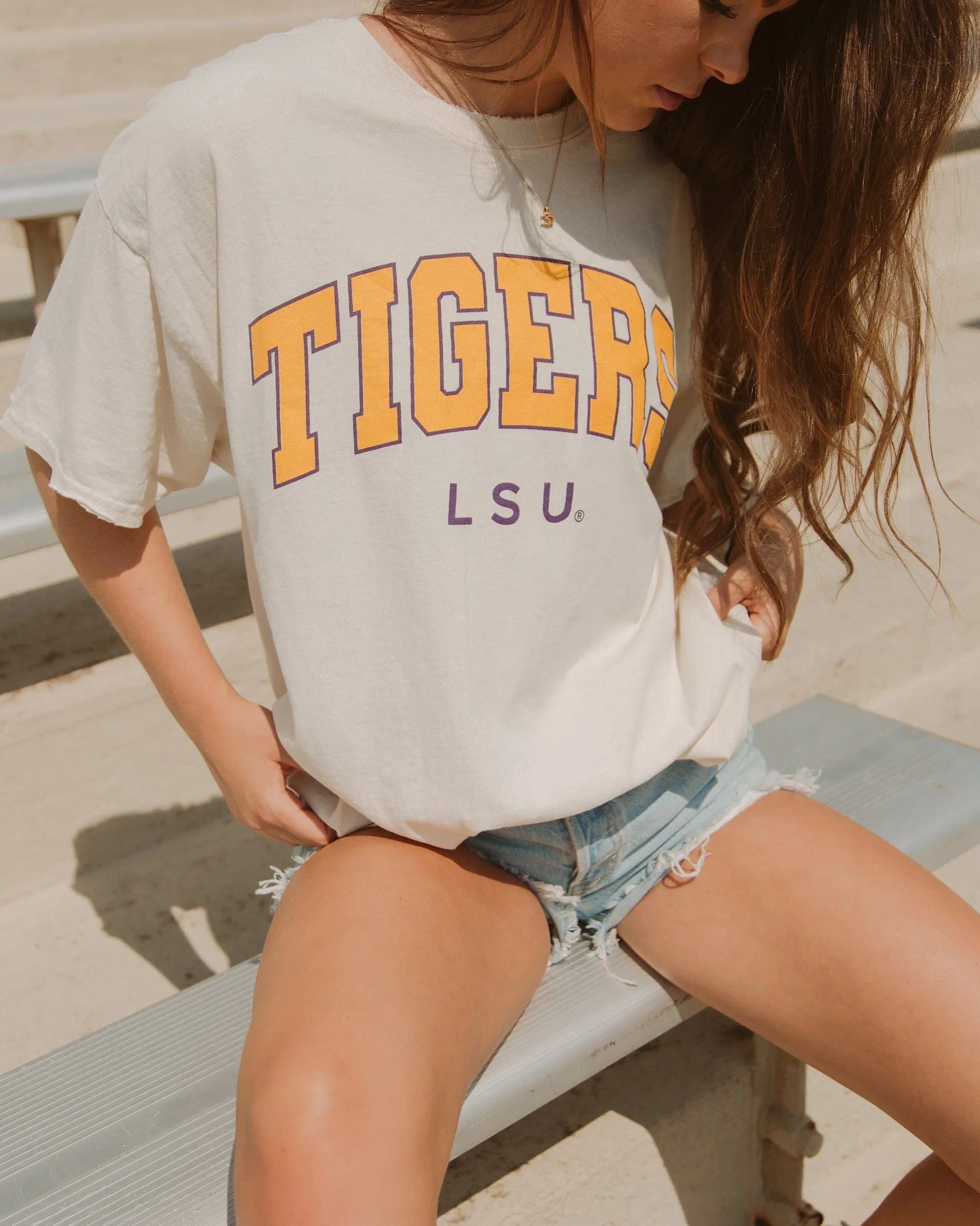 LSU Tigers Filled Gault Off White Thrifted Tee