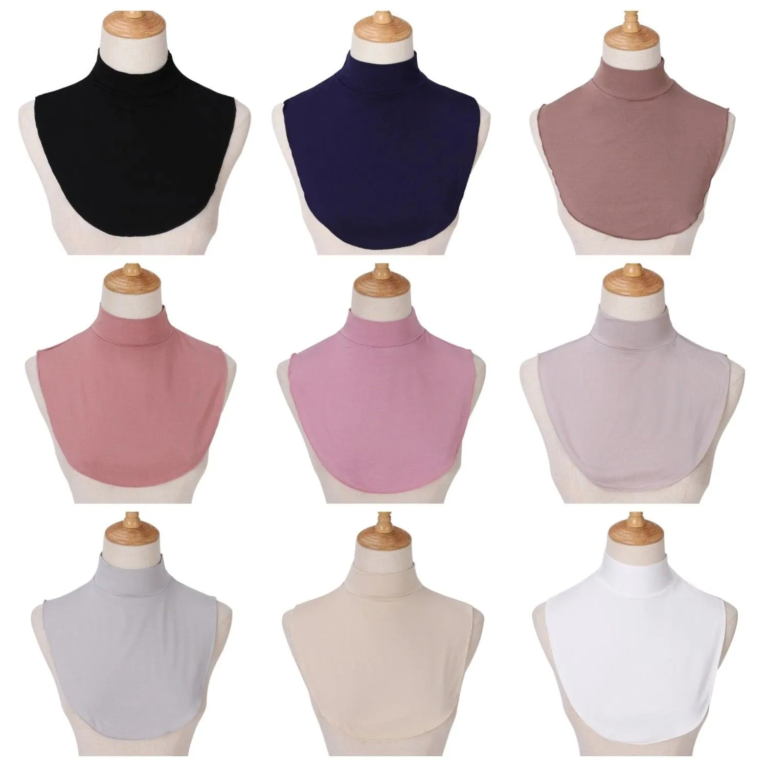 MAC144 Solid Color Modal Cotton Fake Collar Bottoming Collar