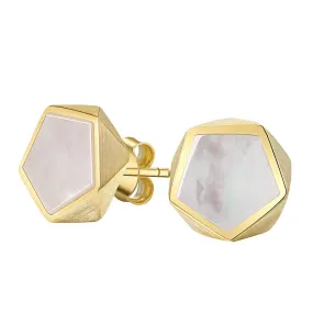 Marble Pentagon - Stud Earrings