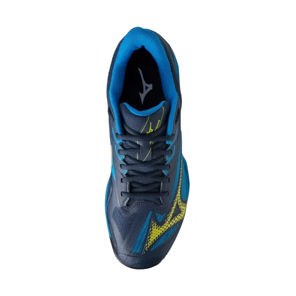 Mizuno men's tennis shoe Wave Exceed Light 2 AC 61GA231814 blue-light blue-yellow