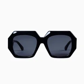 Monolith | Sunglasses - Gloss Black w. Silver Metal Trim / Black Lens