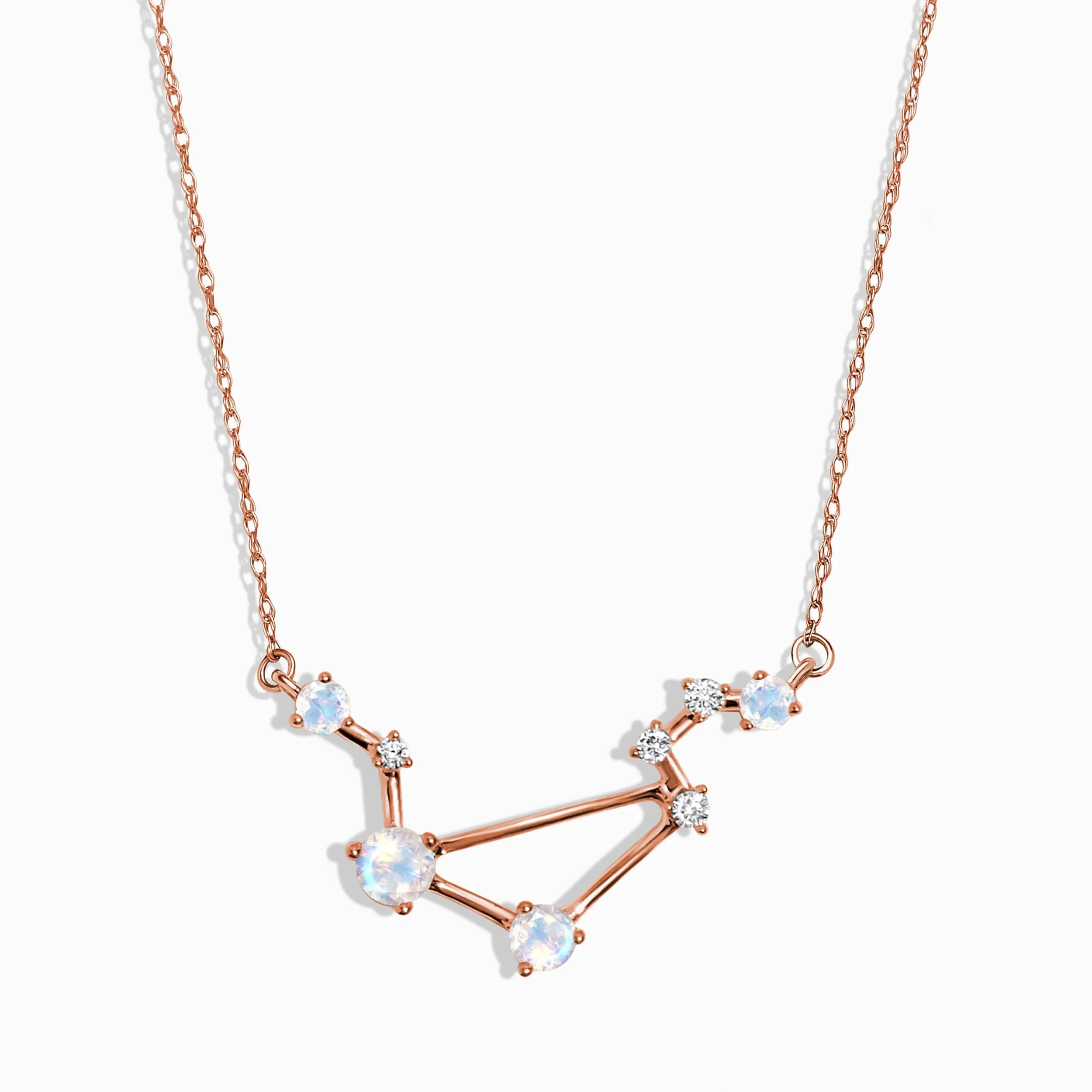 Moonstone Diamond Necklace - Libra Zodiac Constellation