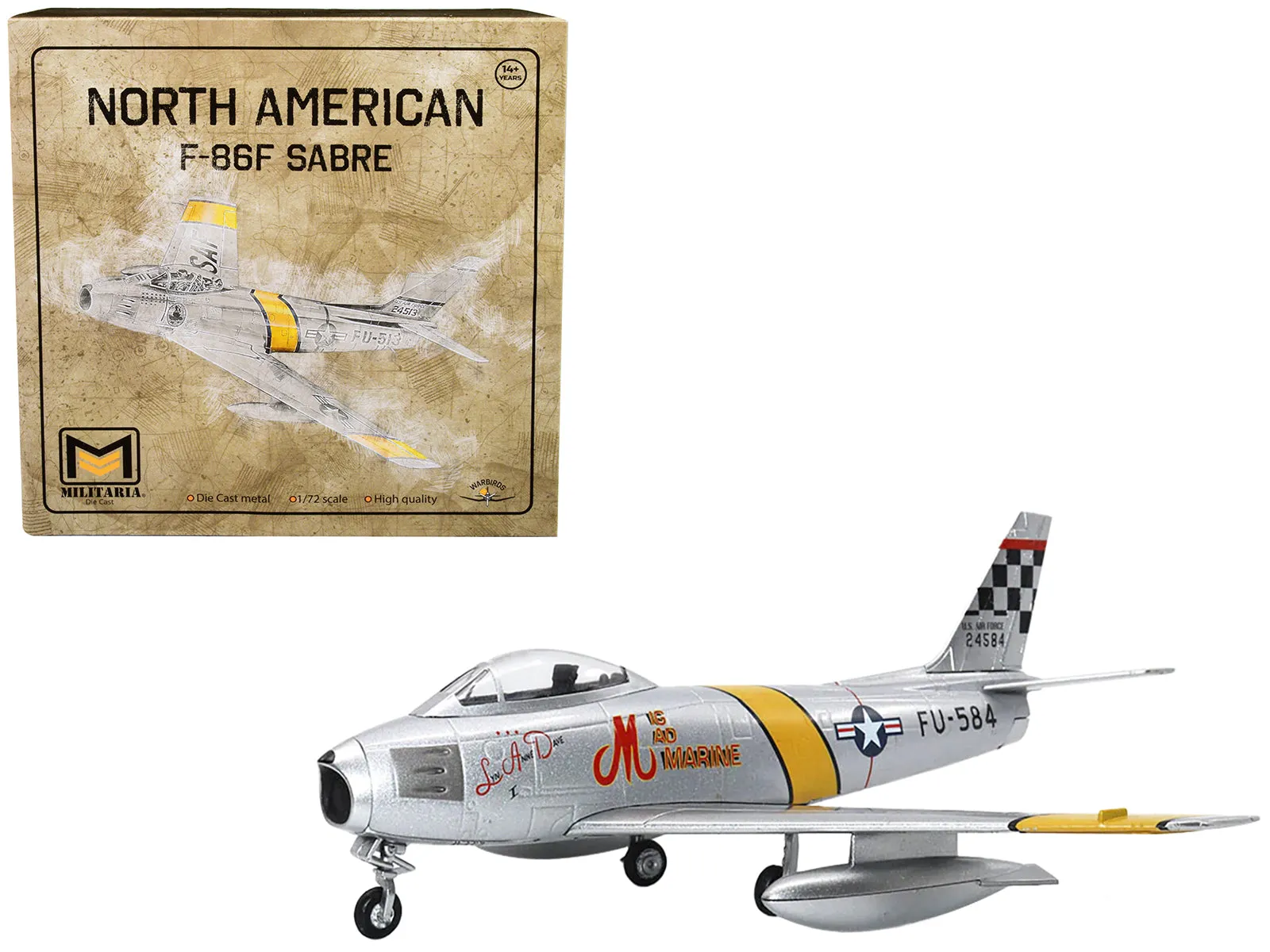 North American F-86F Sabre Fighter Aircraft US Air Force 1/72 Diecast Model by Militaria Die Cast