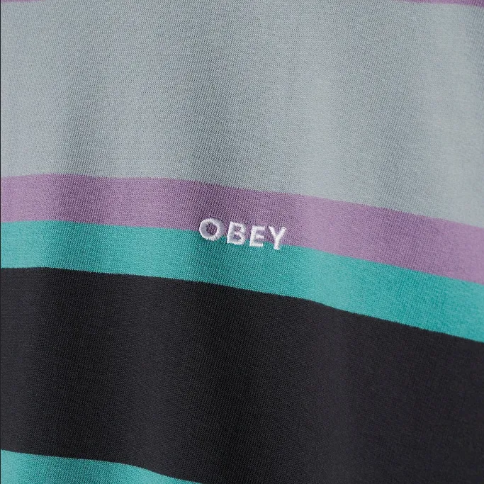 Obey Quarter Organic men's crewneck sweatshirt 112480116 blue stripes