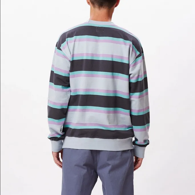 Obey Quarter Organic men's crewneck sweatshirt 112480116 blue stripes