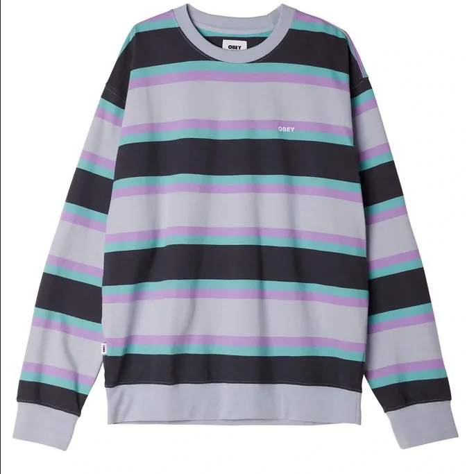 Obey Quarter Organic men's crewneck sweatshirt 112480116 blue stripes