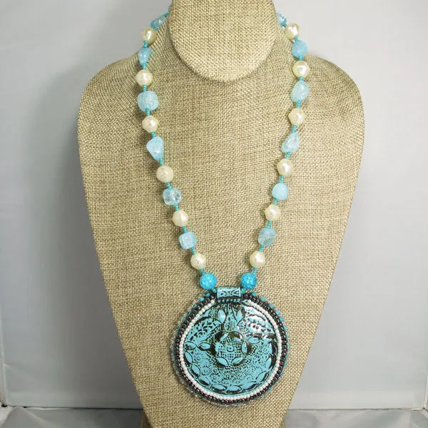 Odda Beaded Polymer Clay Pendant Necklace