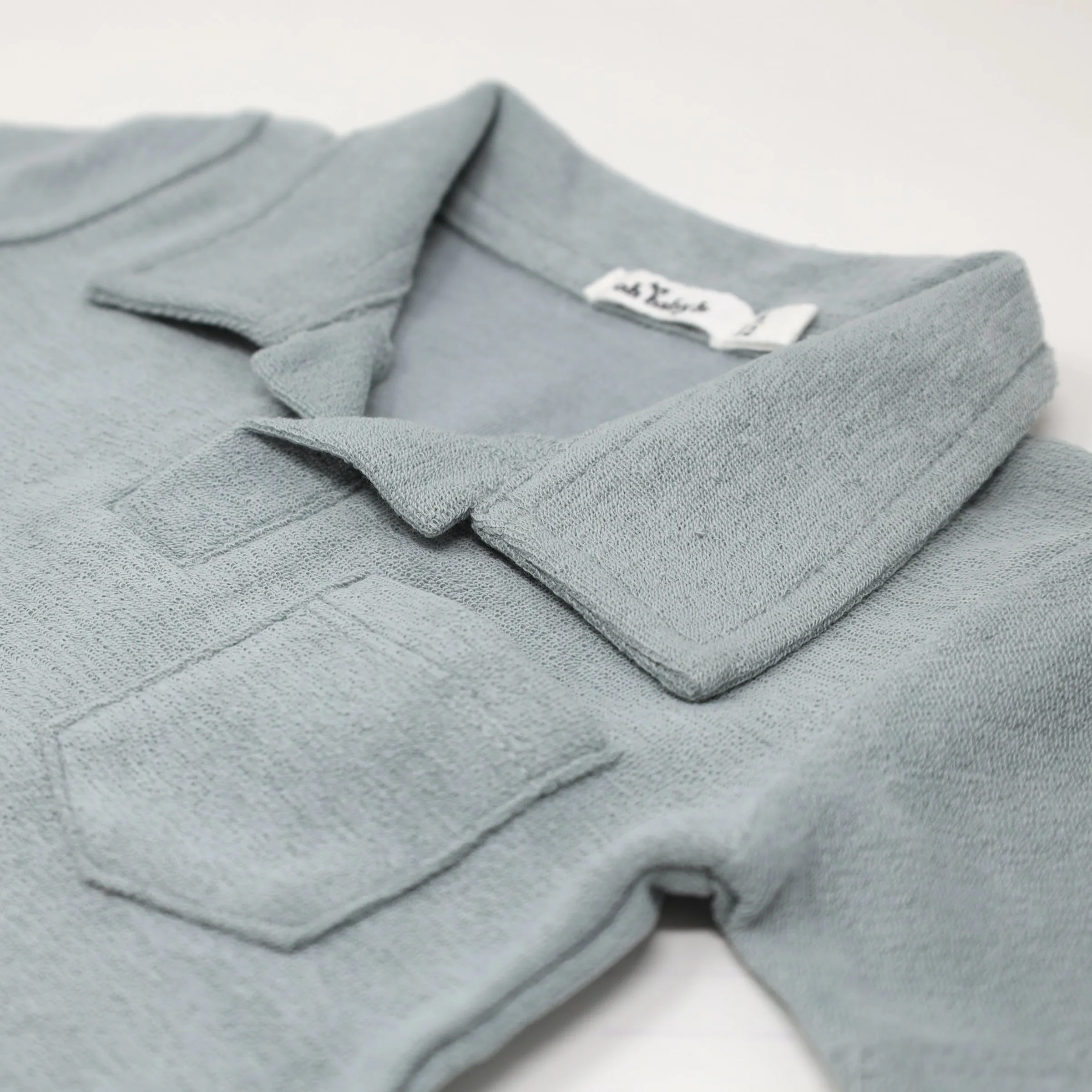 oh baby! Cotton Terry Polo Shirt - Mist Blue