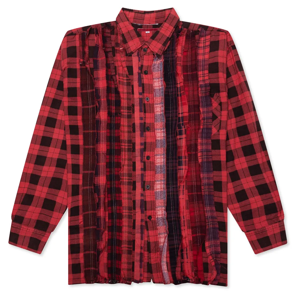 Over Dyed Ribbon Shirt - Red