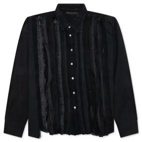 Over Dyed Ribbon Wide Shirt - Black