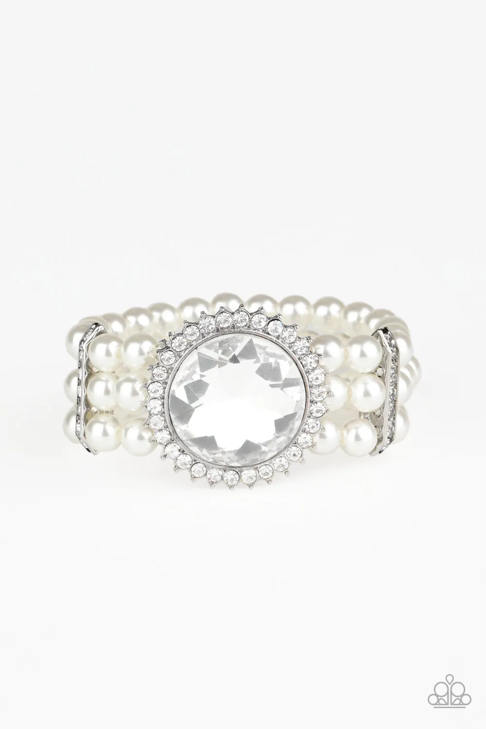 Paparazzi Accessories - Speechless Sparkle #B347 Drawer 2/2 - White Bracelet