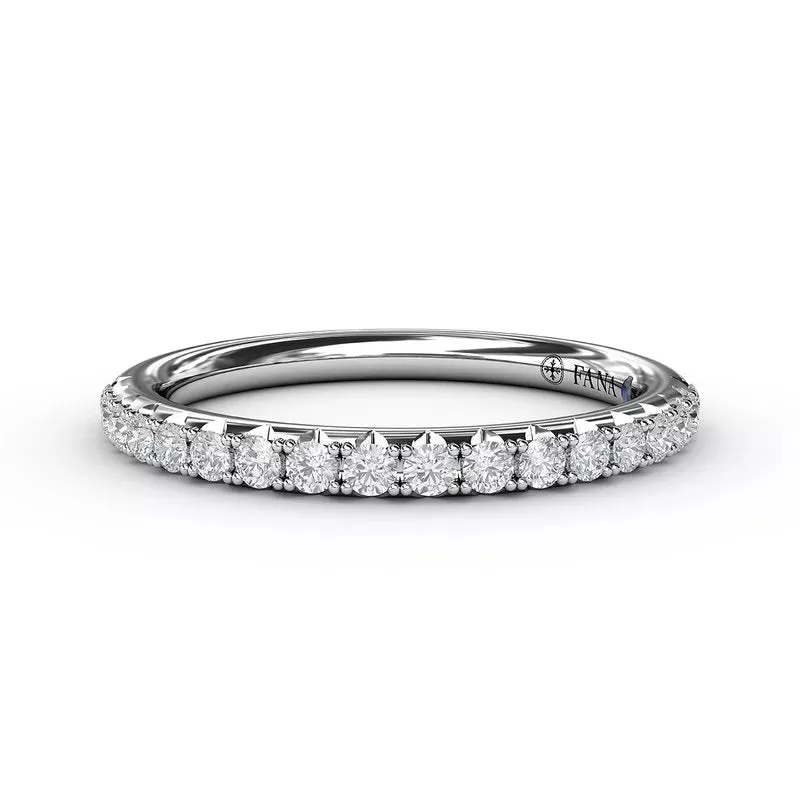 PLATINUM HALF-ETERNITY DIAMOND WEDDING BAND, 0.72CTW