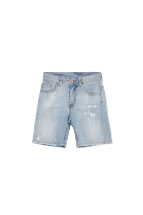 Please Denim shorts with abrasions and used hem RB10B70B37 Blue Denim