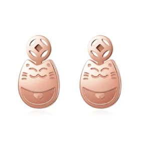 Rose Gold Comfy Cat Earrings (14K Gold Plated)