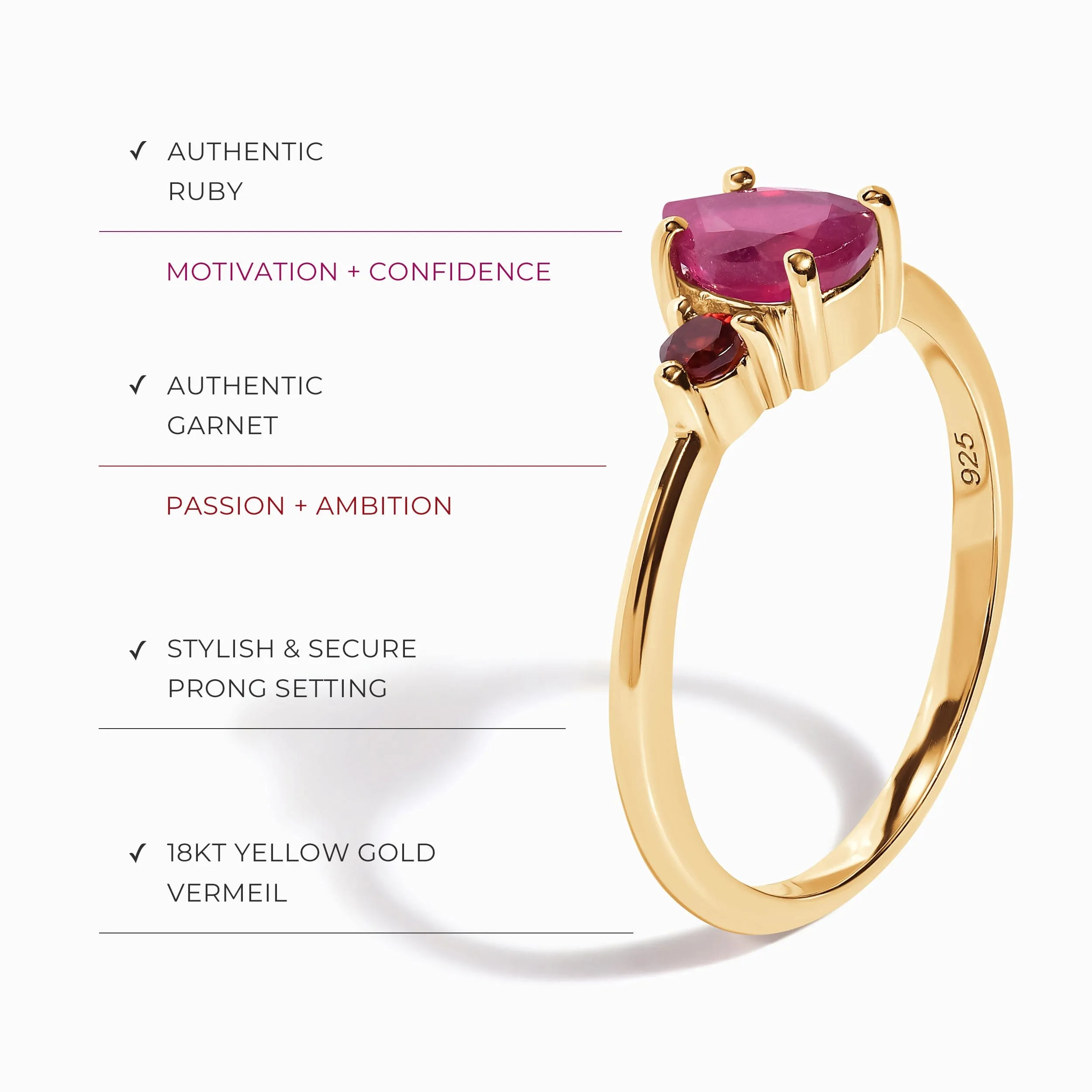 Ruby Garnet Ring - Lania