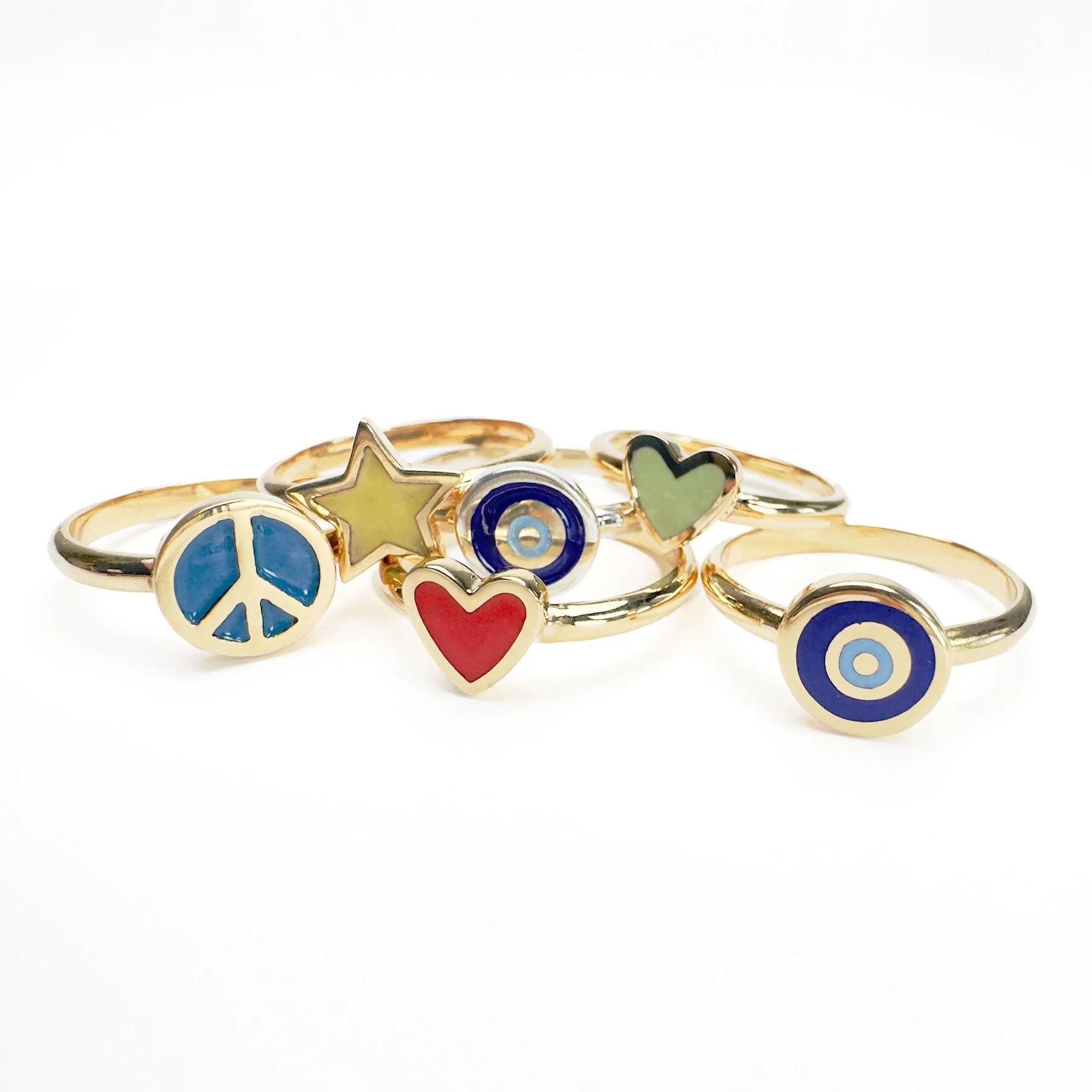 Silver Enamel Evil Eye Ring