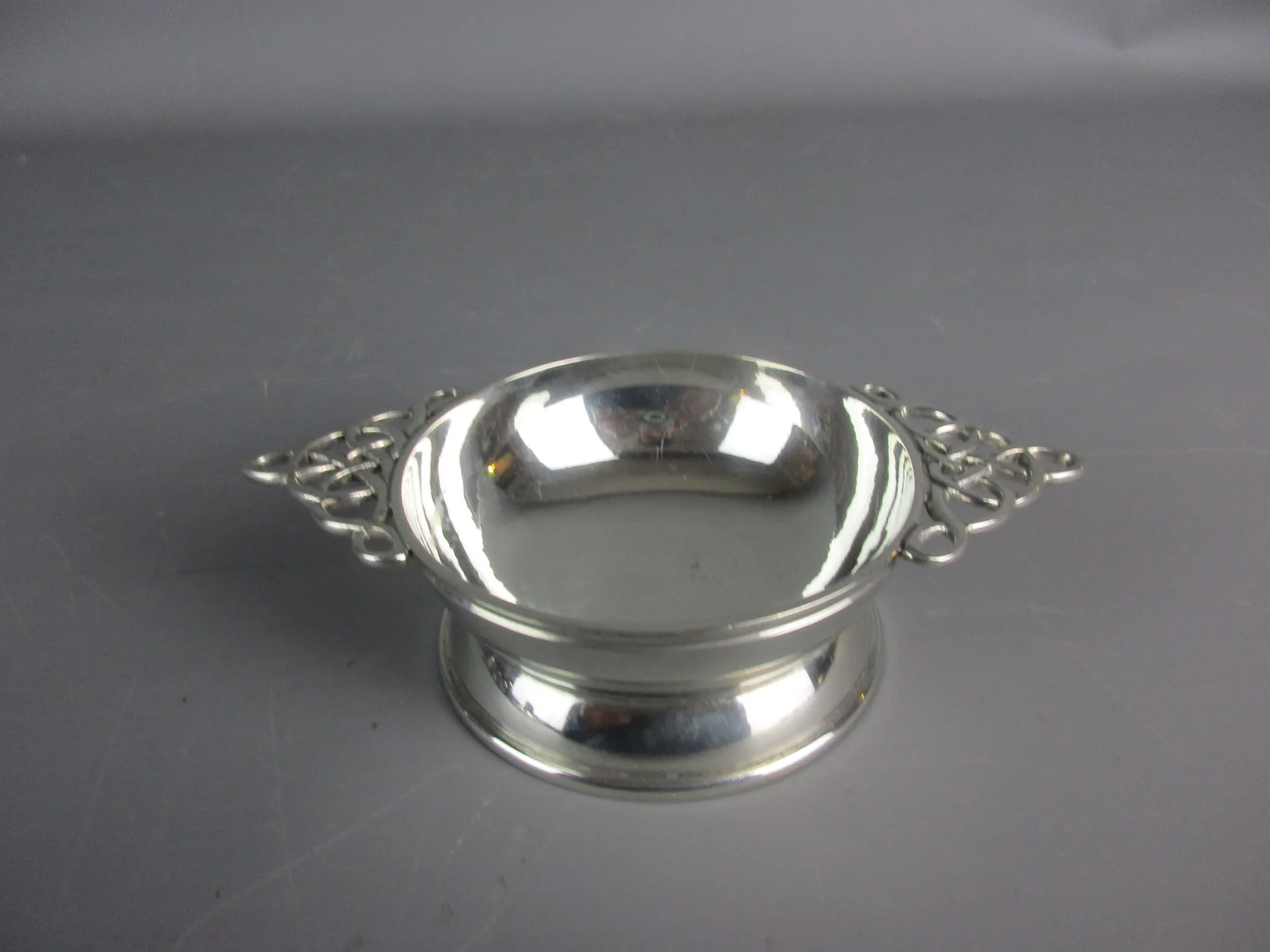 Solid Pewter Quaich Celtic Drinking Cup Mid-Century c1950