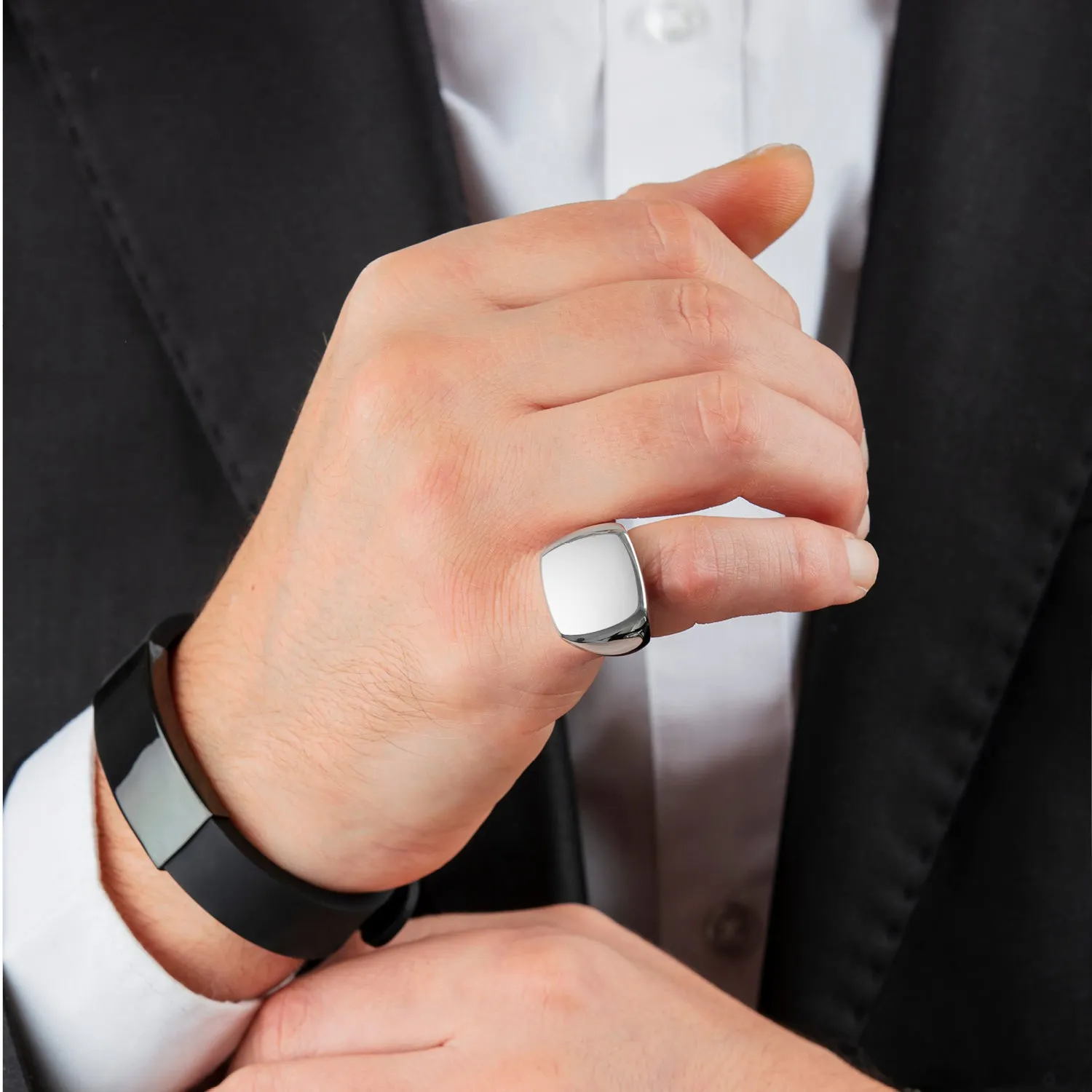 Solid Silver Pinky Ring for Man Classic Plain Simple Band