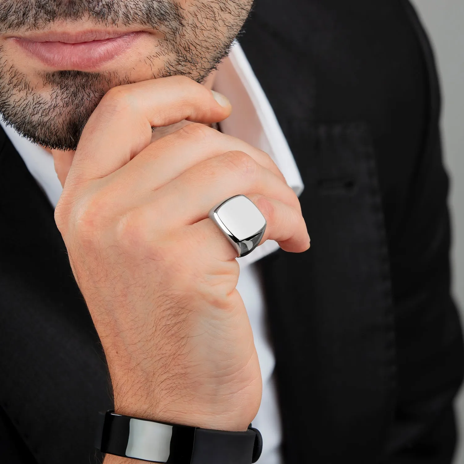 Solid Silver Pinky Ring for Man Classic Plain Simple Band