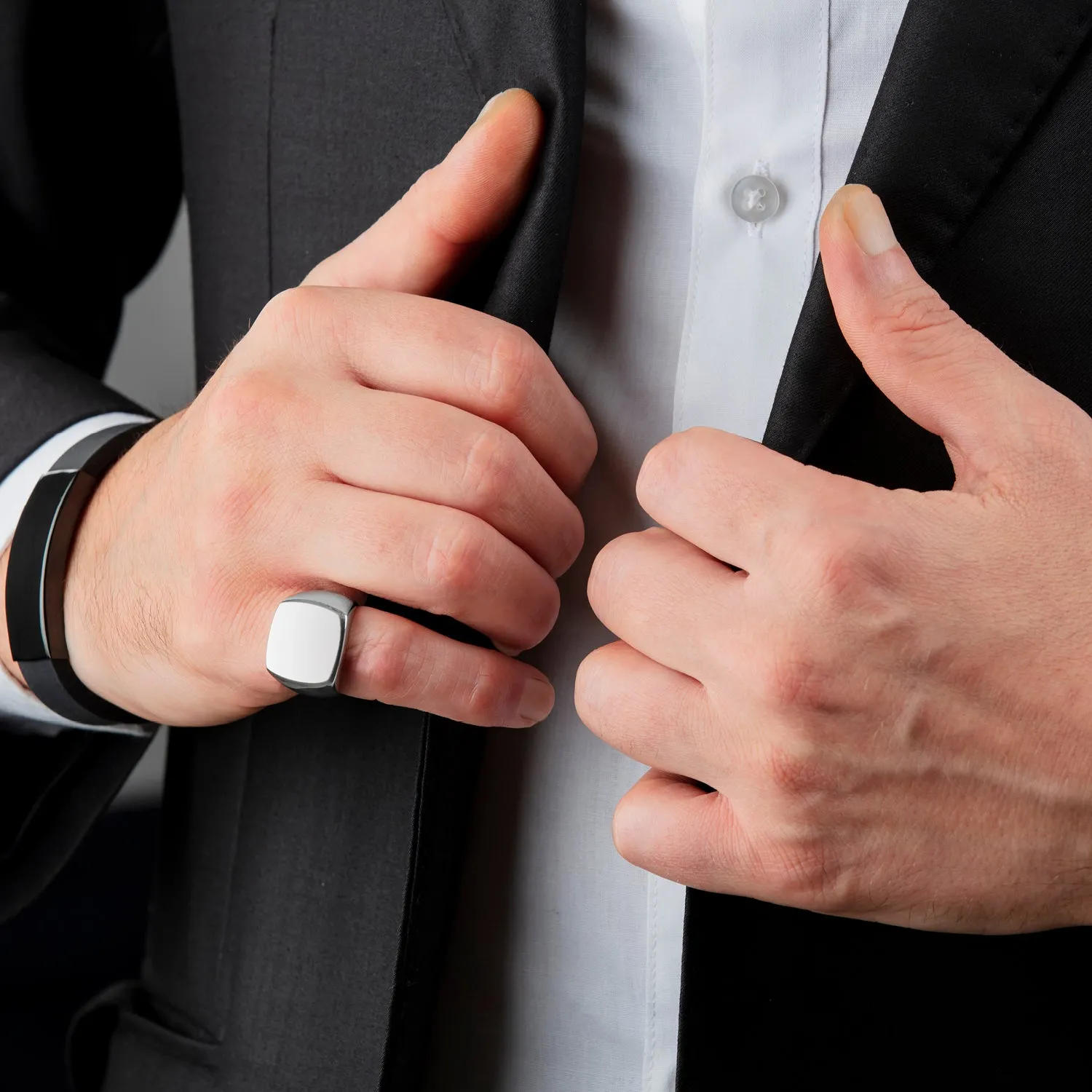 Solid Silver Pinky Ring for Man Classic Plain Simple Band