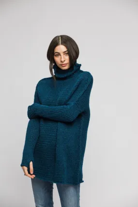 Teal oversized  alpaca sweater.