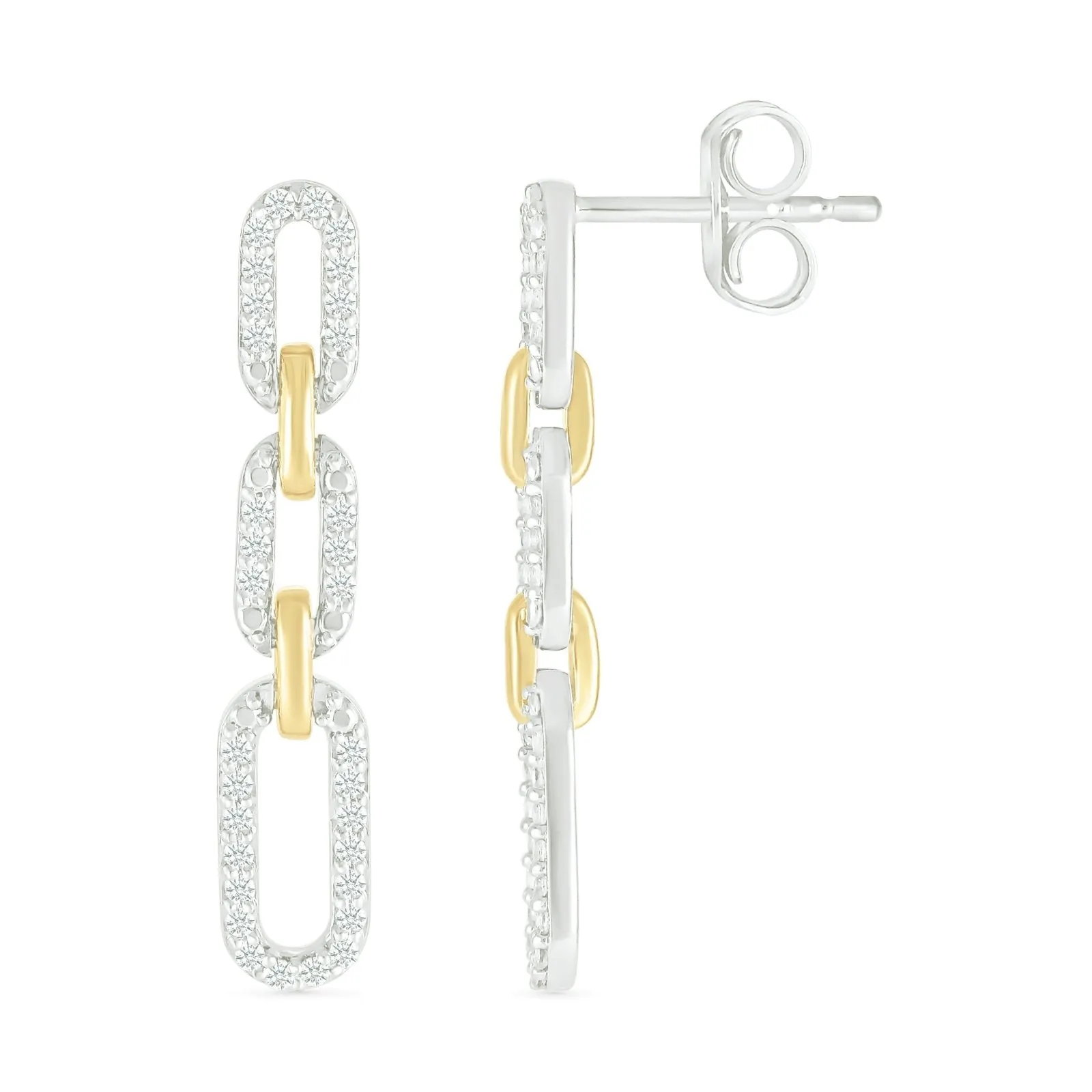 Triple Dangle Paperclip Stud Earrings