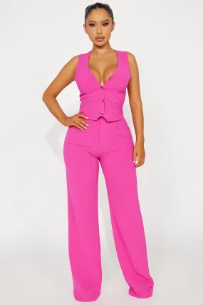 Vanessa Vest Pant Set  - Magenta