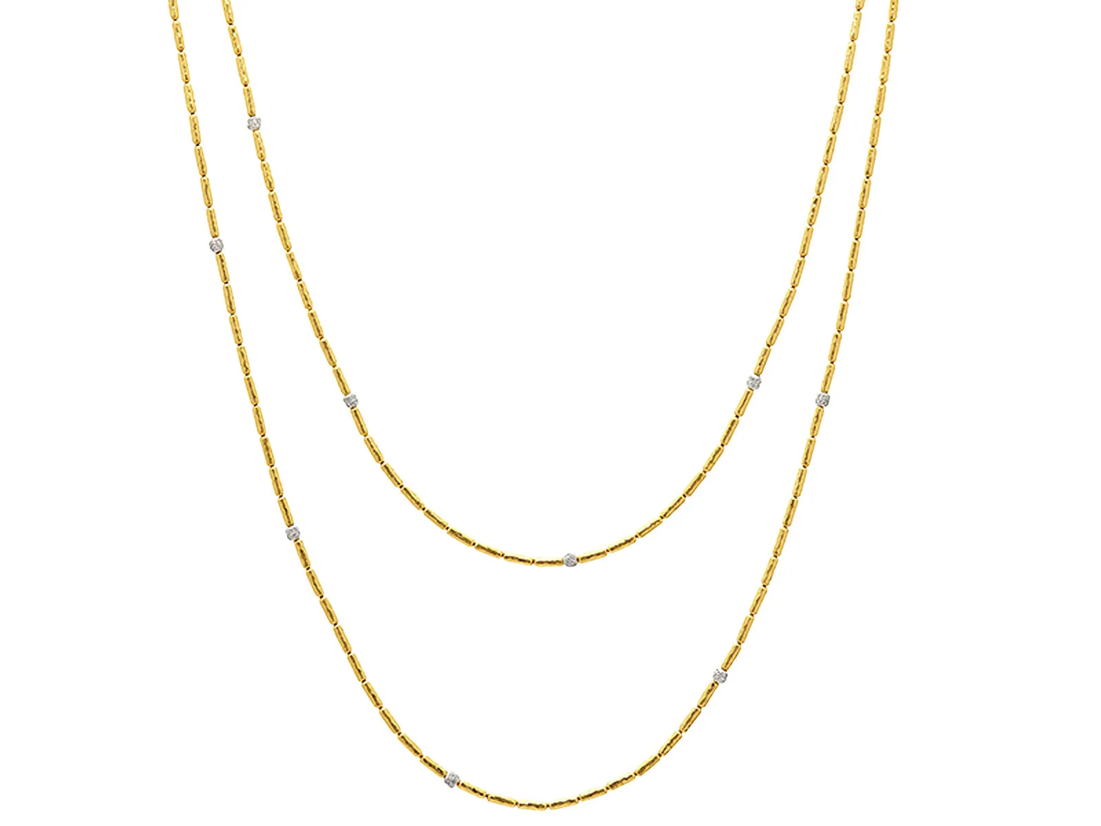 Vertigo Gold Single Strand Long Necklace