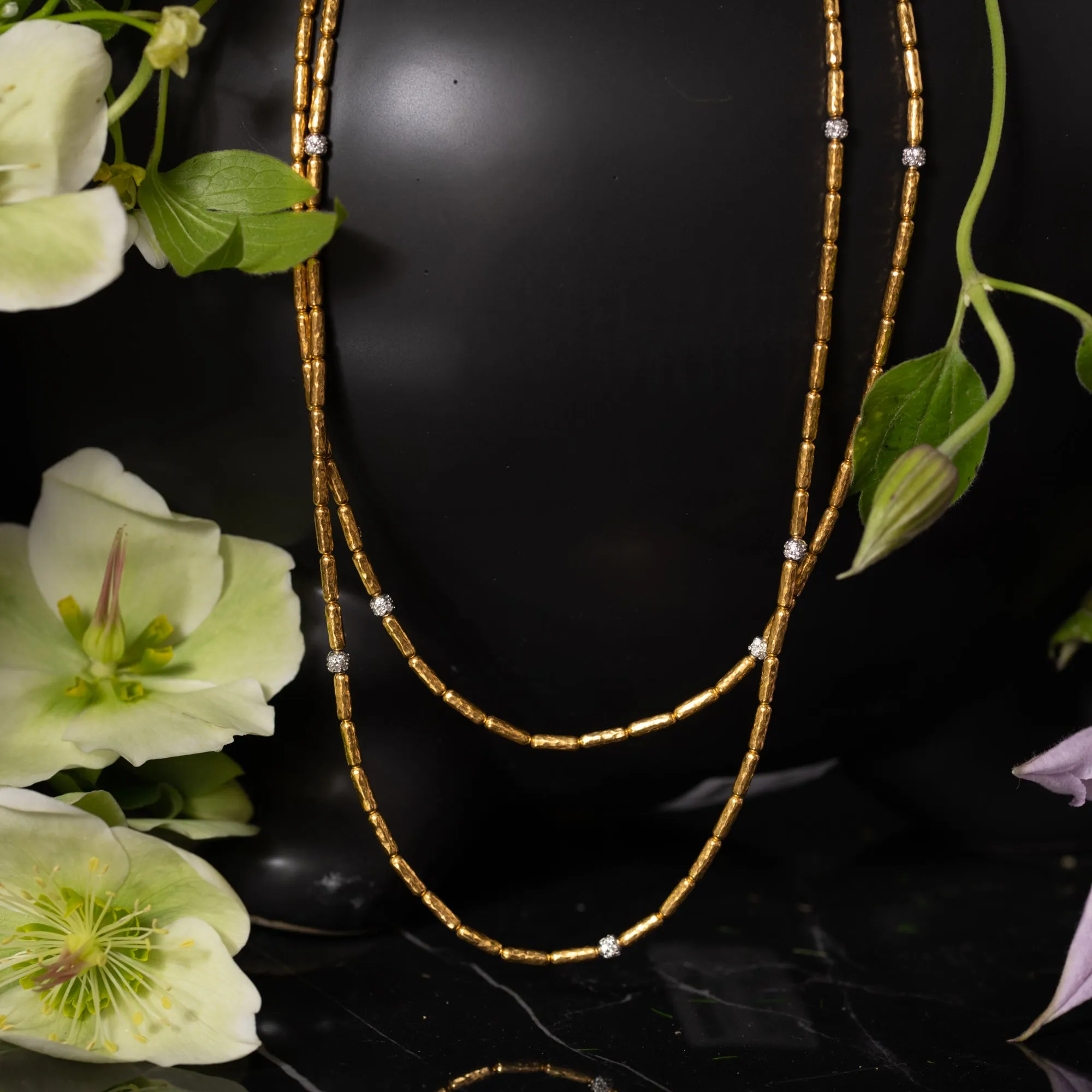 Vertigo Gold Single Strand Long Necklace